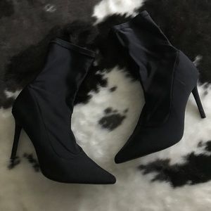 Black Pointed Toe Sock Heels